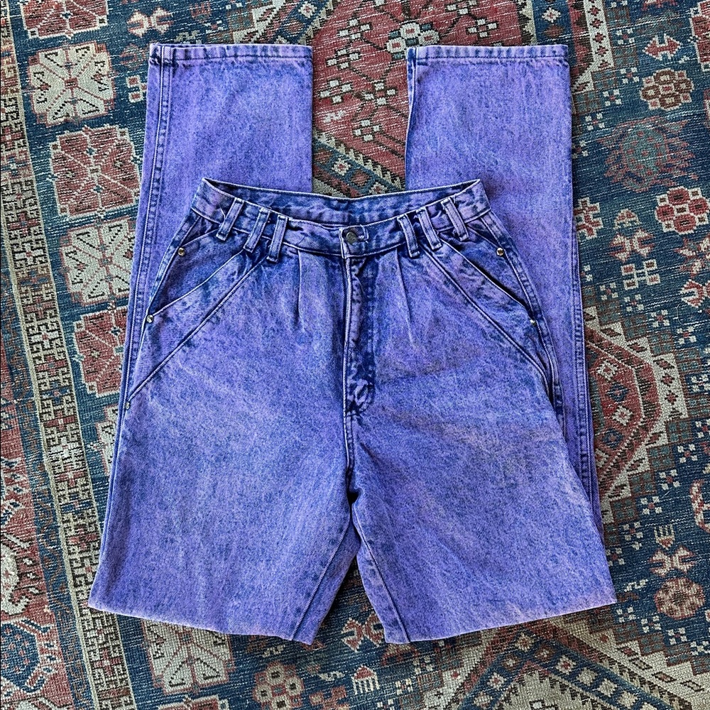 Roper Western Boot Cut Purple Stonewash Jeans Bareback Sz 7 
Vintage 90s